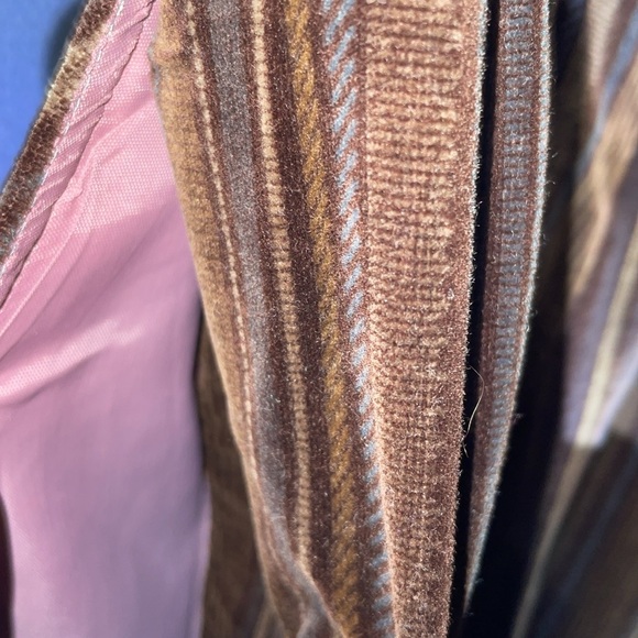 Vintage Jumpsuit The Strawberry Plant /Brown Vest Gray Stripe Trouser 70's - Picture 6 of 8